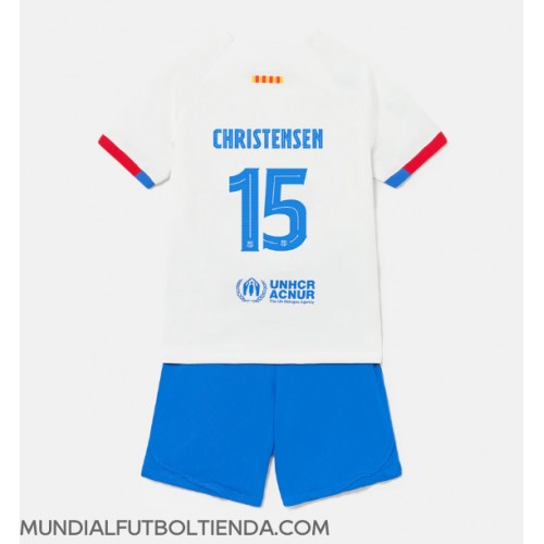 Camiseta Barcelona Andreas Christensen #15 Segunda Equipación Replica 2023-24 para niños mangas cortas (+ Pantalones cortos)